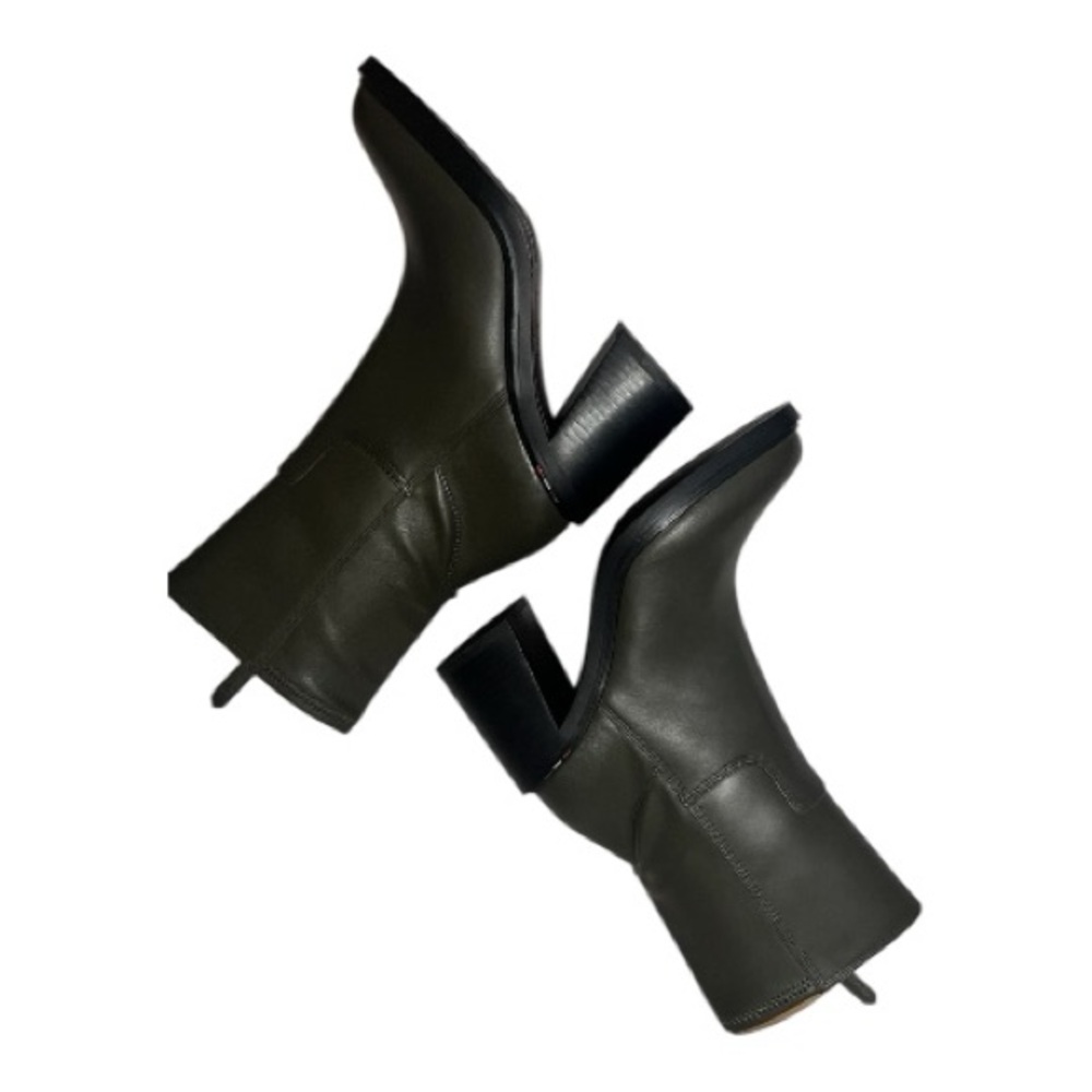 Franco Sarto Penelope Olive Green Mid Calf Leather Chunky Heel Bootie Size 5.5 — image 7 of 8